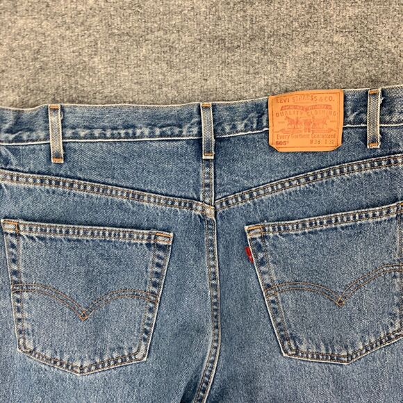 Vintage Levis 505 Jeans Mens 38 Blue Regular Fit Straight Denim High Rise 2002 - Picture 11 of 14